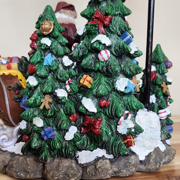 Santa Sleigh Giving Gifts Children Scene Figurine Candle Lamp Christmas Decor - Picture 11 of 16